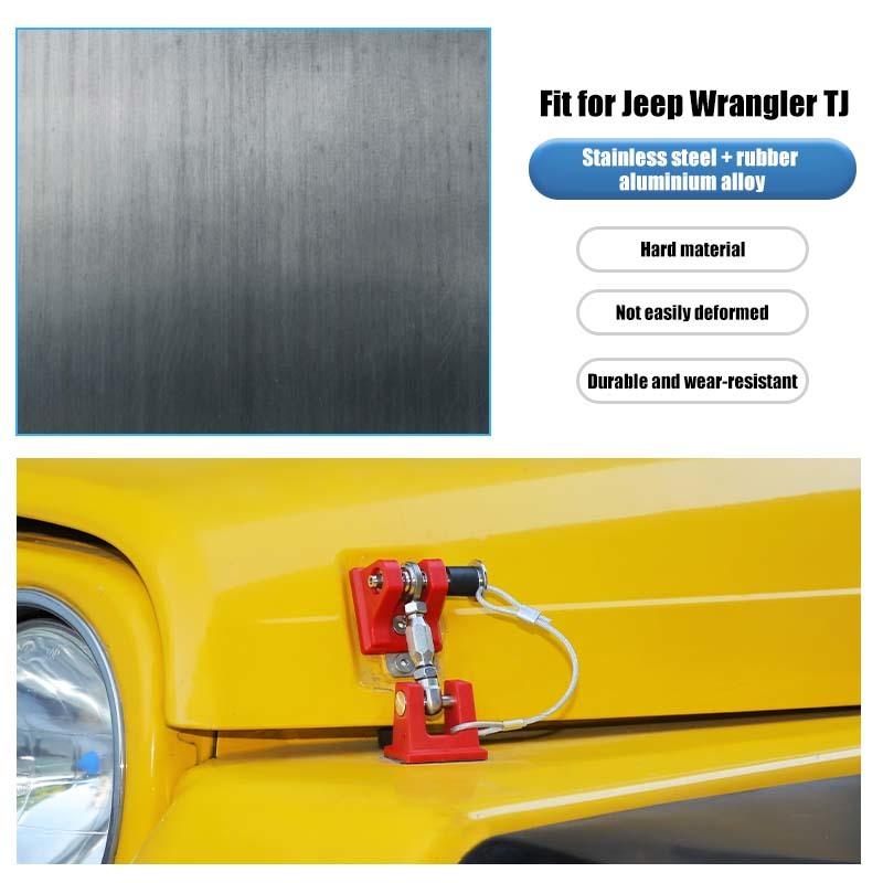 Engine Hood Latches Locking Hood Catch Kit With Metal Hood Locks Compatible With Jeep Wrangler TJ 1997-2006