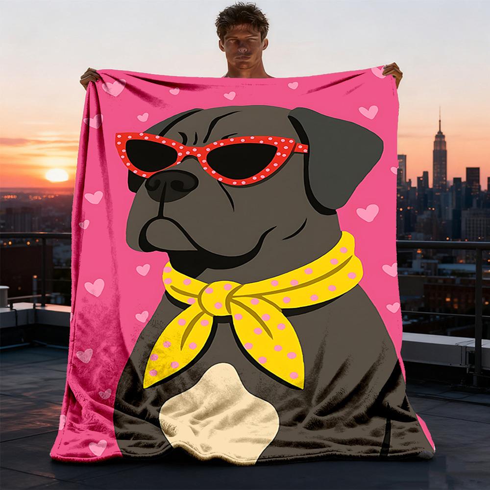 1pc Sunglasses, Bandana Outdoor Flannel Throw Blanket Soft, Cozy, Warm All Season, Machine Washable, 75X95CM