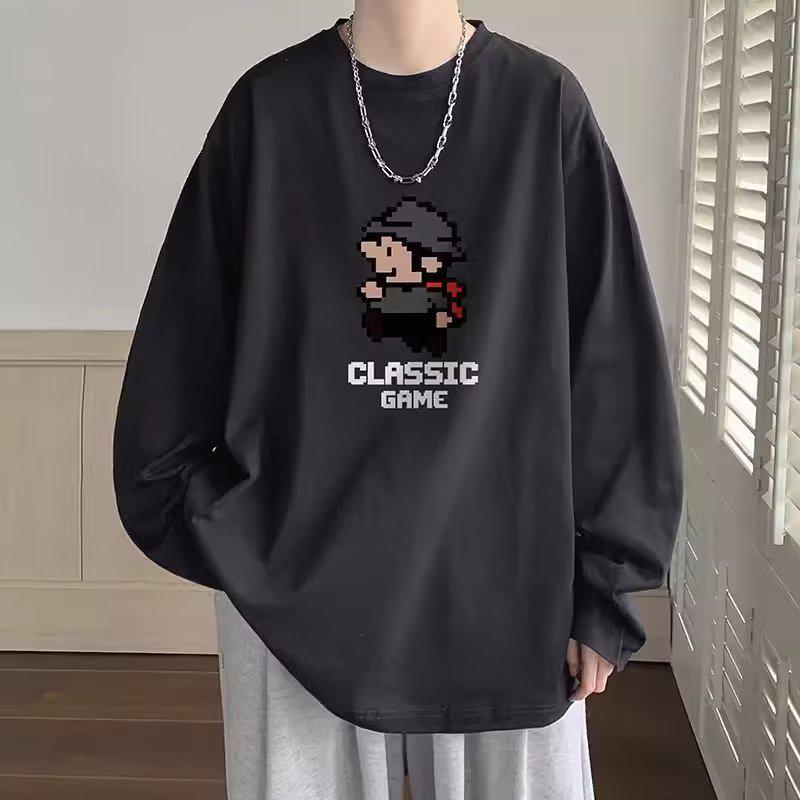 Sweat à capuche imprimé décontracté ample pour homme, haut à manches longues et col rond pour le printemps et l'automne