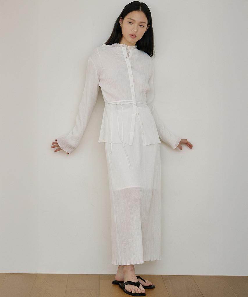 Oeoseoul Pleated Two-Way Blouse [White]