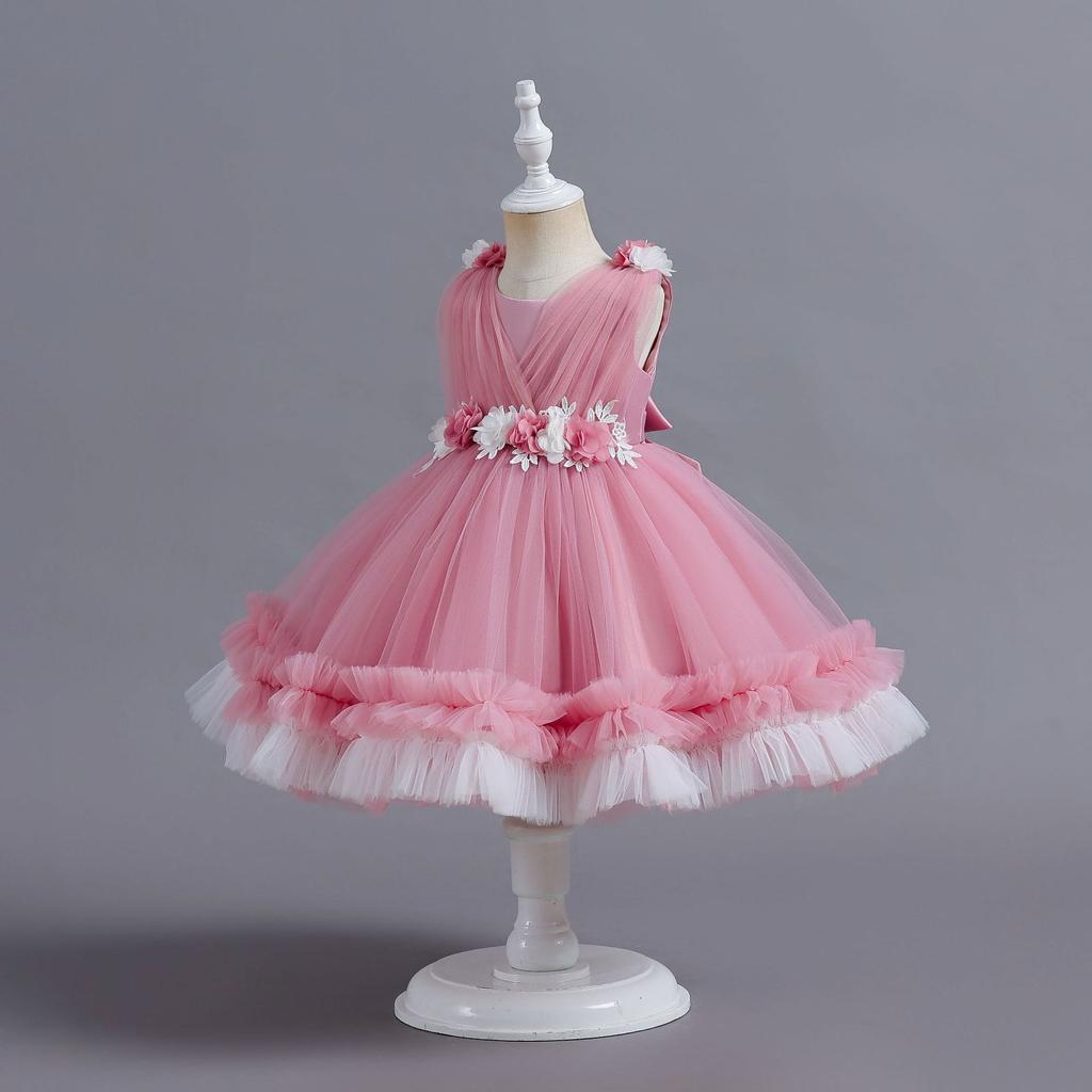 Children's Dress Fluffy Gauze Cake Dress Princess Dress Female Flower Girl One Year Old Birthday Baby Dress
