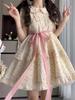 Women's Summer Floral Doll Collar Dress with Puff Sleeves and Waist-Cinched Fluffy Skirt
