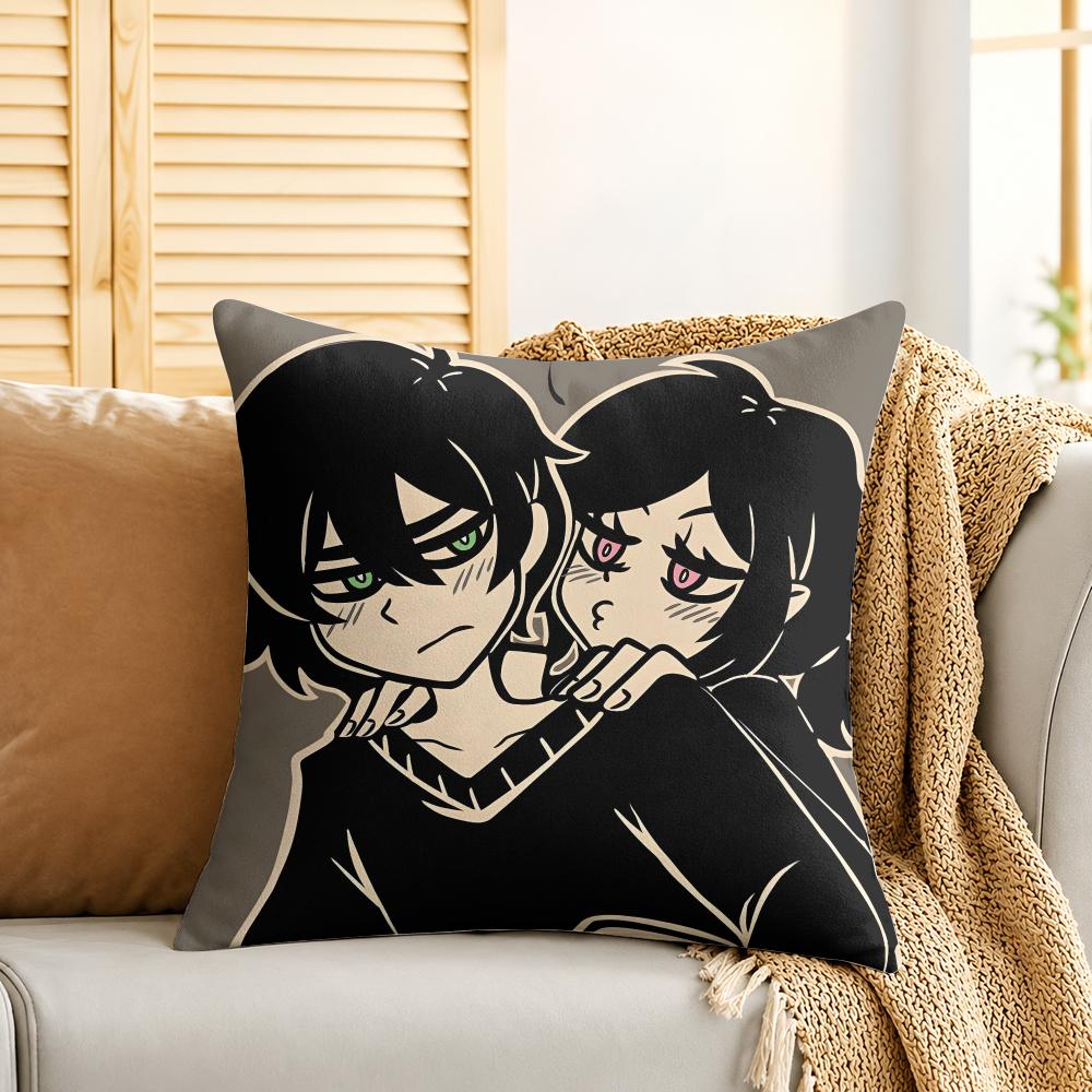 Anime The CCoffin Of Andy And Leyley Cushion Cover Silky Short Plush Invisible Zipper Dustproof Sofa Pillow Case For Home Decor