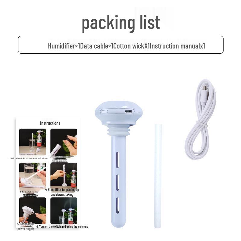 Mini Portable USB Humidifier Stick for Car and Travel - Universal Fit for Mineral Water Bottles