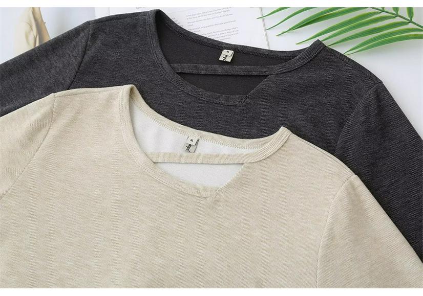 2026 Spring Plus Size Long Sleeve Round Neck Tops for Women and Girls Casual Base Layer 381