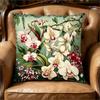 Orchid Flower Print Throw Pillow Cover, Vintage Floral Art Decorative Cushion Case For Sofa Bedroom
