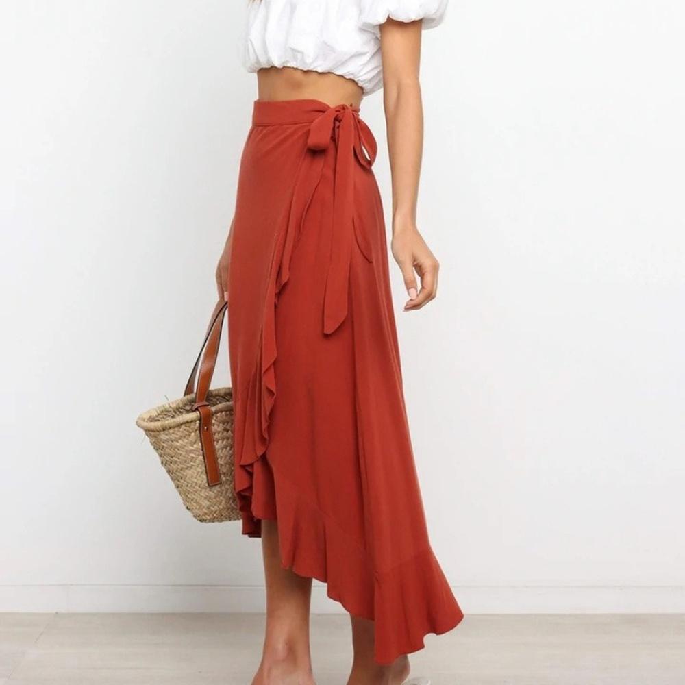 Women High Waist Skirts All-match Lady Elegant Long Skirt Retro Skirt High Waist Slim Sexy Hip Mid-length One-Step Skirts