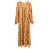 unused nano universe Paisley Pattern Long sleeve gown Shirt dress F Camel Women Used