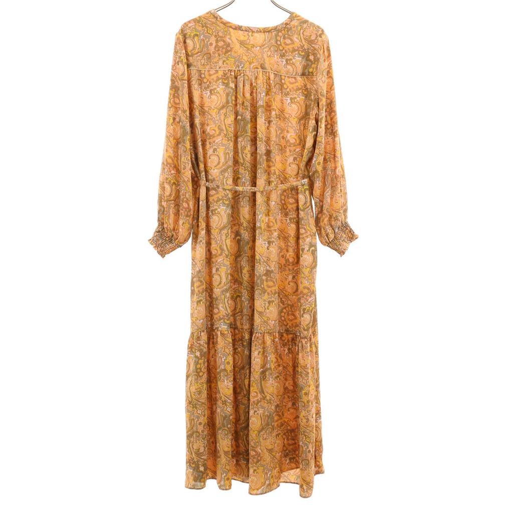 unused nano universe Paisley Pattern Long sleeve gown Shirt dress F Camel Women Used