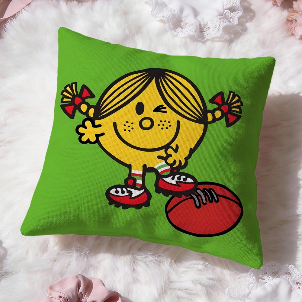 cute Mr. Men and Little Miss Cushion Cover Premium Comfort Reversible Pillow Cove -Two in One Design for Any Room & Car Interior