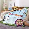 3D cartoon cute M-Masha and Bear blanket flannel home sofa bed bedroom warm portable children's gift picnic sleep soft blanket