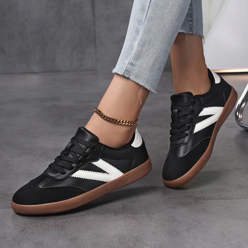 

Large size autumn and winter new casual flat shoes sports versatile ins sports board shoes German training white shoes women 36 чёрный