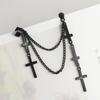 European and American Punk Style Double-Layer Cross Tassel Chain Ear Clips for Women