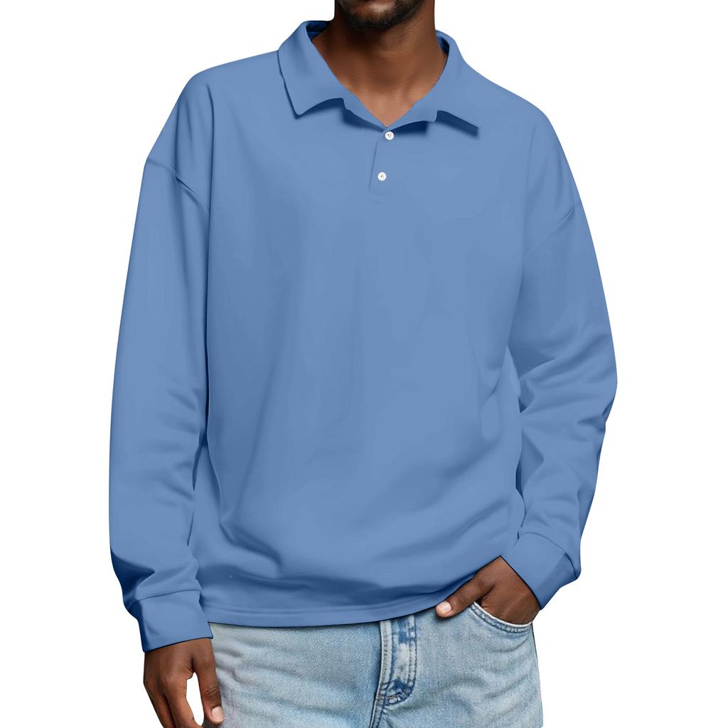 Men's Casual Solid Color Button Long Sleeve Top