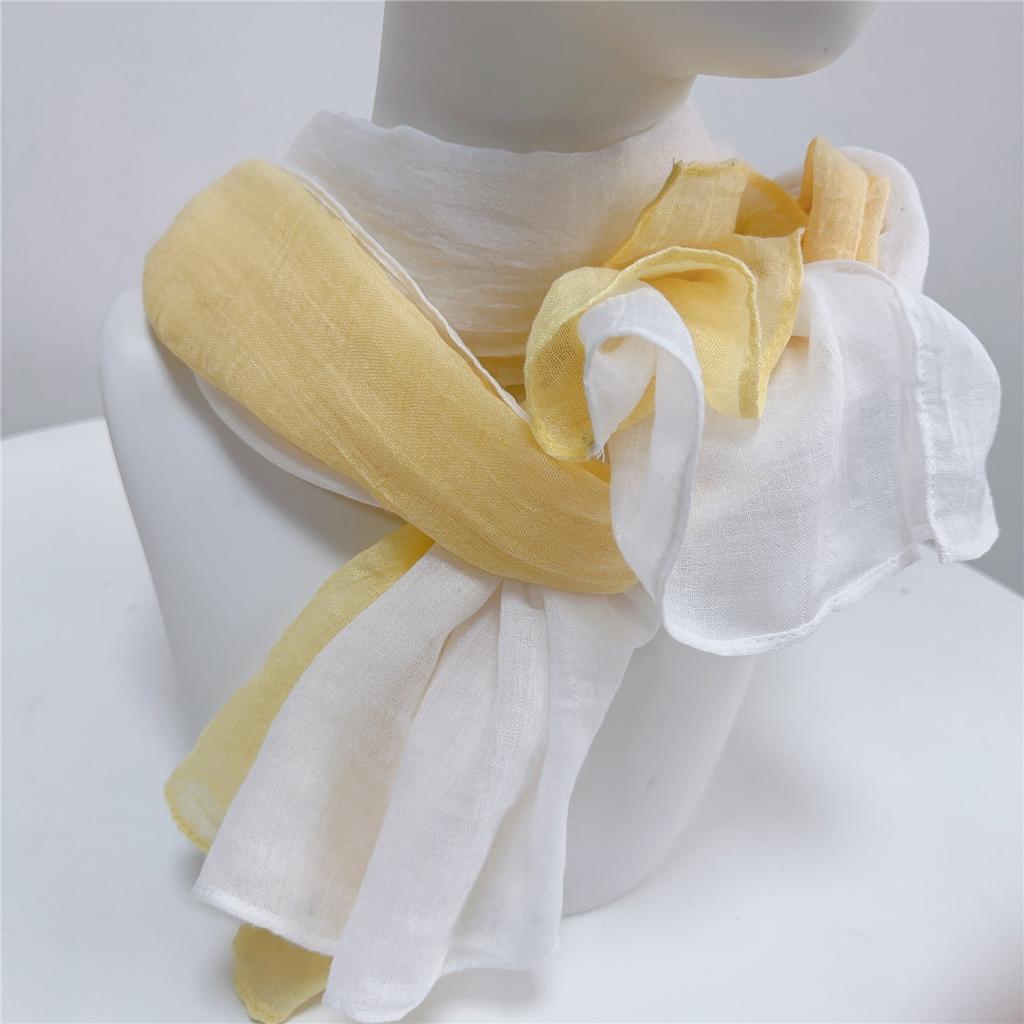 Two-Color Spliced Cotton And Linen Scarf, Very Soft To The Touch, With A Sense Of Drooping, Support