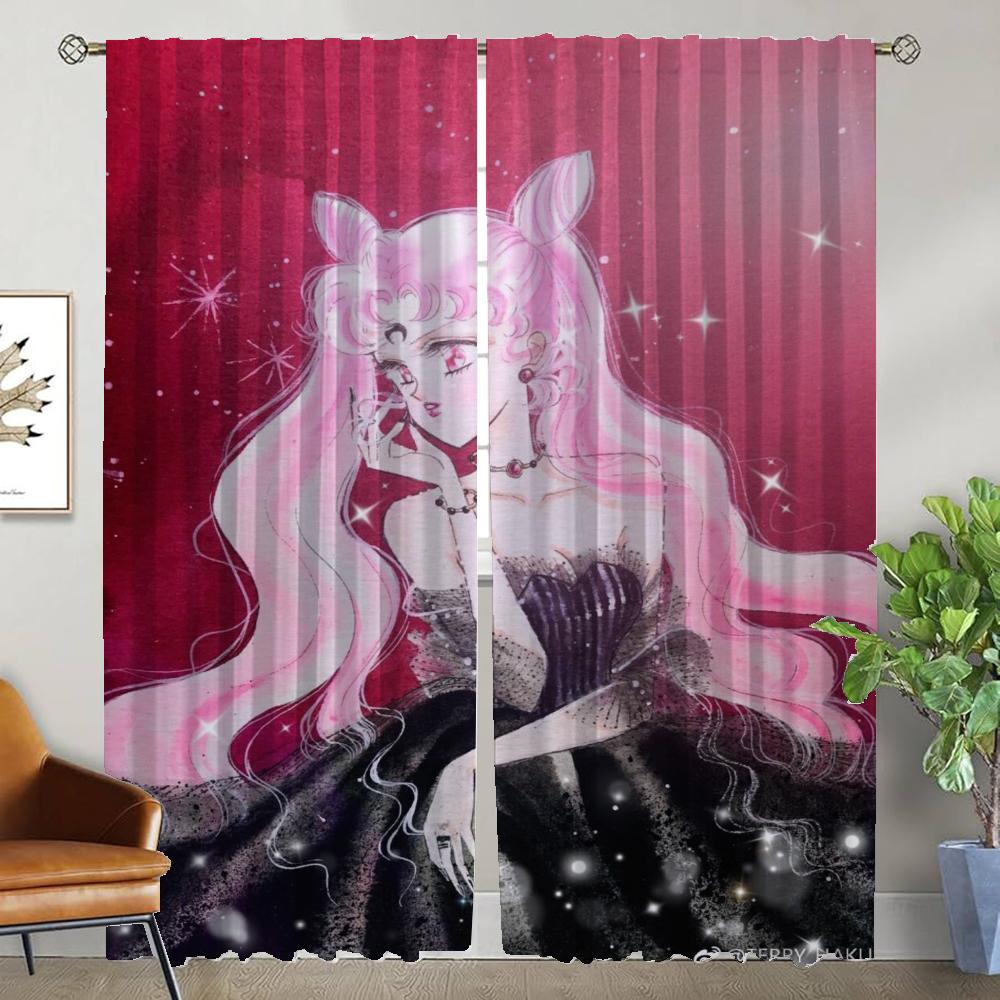 Shades Chibiusa Halloween Decoration Curtains for Bedroom Window Curtain for Room 2 Panel Home Interior Curtains Partition Child