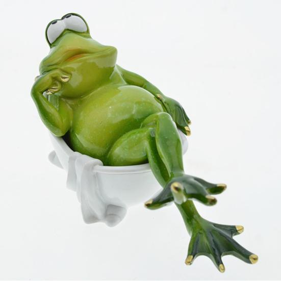 Toilet Frog Figurine Watching Phone Cartoon Frog Statue Resin Sculpture Indoor Outdoor Decoration Ornament