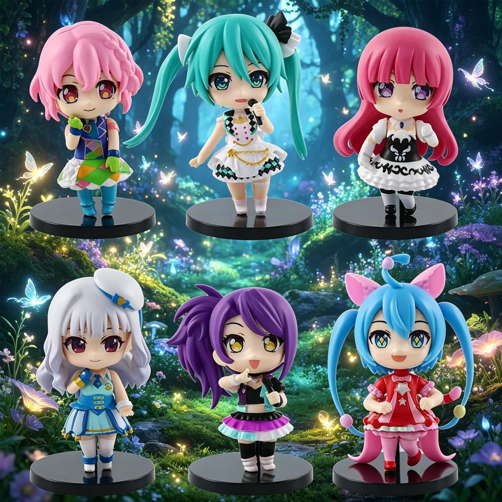 PriPara Chibi Anime Figure Cute Idol Girls PVC Collectible Figurines Q Version Character Statues for Desk Decor Anime Fans Gift