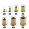 190Pcs Boxed Carbon Steel Color Zinc Rivet Nut M3-M12 Flat Vertical Knurled Insert Nut Kit