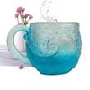 Handmade Glass Cup Handcrafted Ocean Wave Glass Mug Coastal Glassware for Coffee Cocktails Dishwasher Safe Art Cup