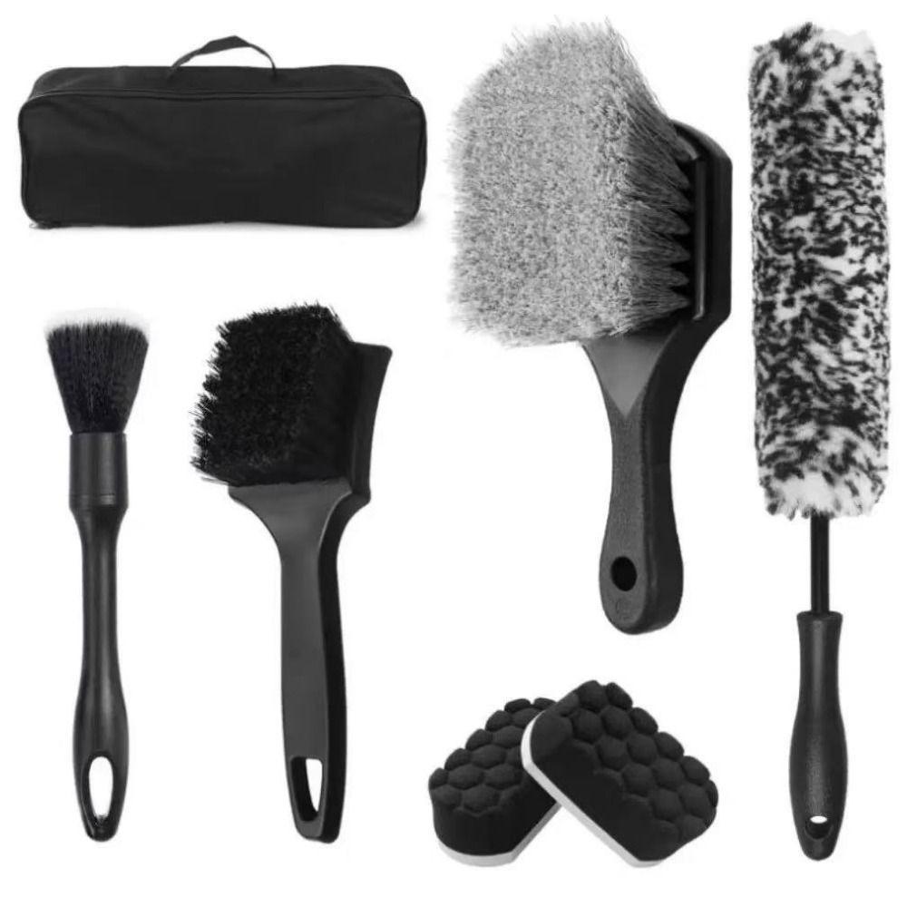 3/7 pcs Soft Car Wheel Brush Kit Non Abrasive Bristles Rim Washing Brush  For Road Trip Travel Truck