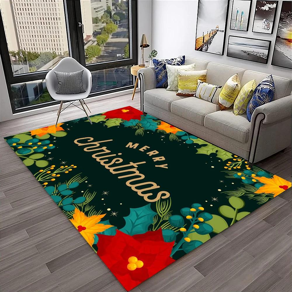 Alfombra con diseño de Papá Noel y árbol de Navidad para niños, regalo para el hogar, sala de estar, dormitorio, sofá, decoración, alfombrilla antideslizante