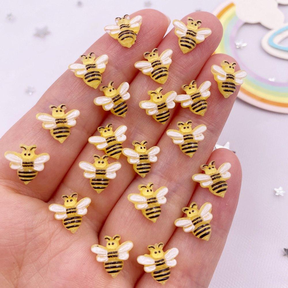 30pcs 10mm Resin Hand-painted Mini Honeybee Nails Art Flatback Cartoon Rhinestone DIY Scrapbook Appliques Accessories Crafts