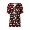 Damen T-Shirt mit Aufdruck zum Valentinstag, Knopfleiste, kurzärmelig, für den Alltag, Wochenende, Basic, V-Ausschnitt, normales Oberteil
