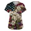 Nursing Scrub Tops for Women 250th Anniversary Usa Nurse Tops V Neck Short Sleeve American Flag Scrub Top Scrubs for Woman Sets