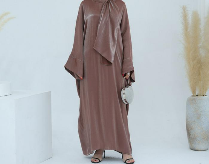 

Loriya Puff Sleeve Cardigan: 2024 Shiny Colorful Long Abaya Dress LR789. Size 2 кавовий