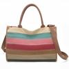 Vintage Striped Canvas Bag Women's Crossbody Bag Patchwork Handbag