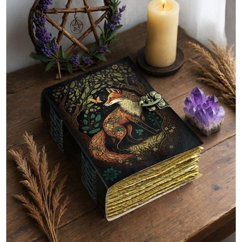 Fuchsleder Notizbuch: Großes Grimoire, Leeres Buch der Schatten