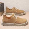 Mens Walking Shoes 2026 New Anti Suede Leather Thick Sole Snug Non Slip Wear-resistant Daily Commuting Sneakers for Man