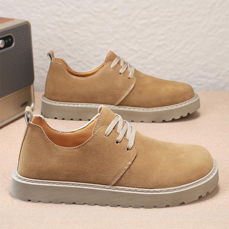 Mens Walking Shoes 2026 New Anti Suede Leather Thick Sole Snug Non Slip Wear-resistant Daily Commuting Sneakers for Man