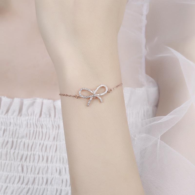Elegant Bow Zircon Bracelet - Women's European & American Design