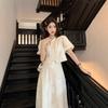 Early Spring & Summer Tea-Colored French Retro Chinese-Style Dress Set
