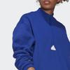 Adidas Solid Logo Print Half-Zip Long Sleeve Dress Women Dress Blue HM2894
