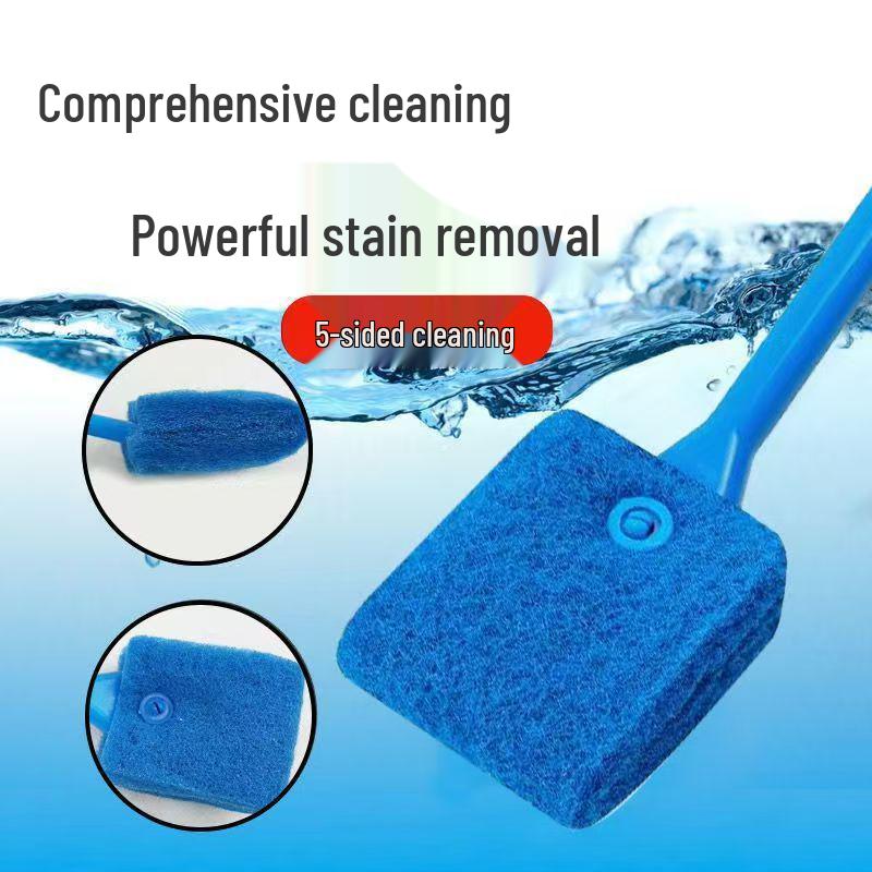 Long Handle Double-Sided Fish Tank Brush for No Dead Corner Algae Removal