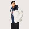 Li Ning Comfortable Casual Spliced Hooded Versatile Short Down Jacket Men Outerwear Off-White AYMU363-1