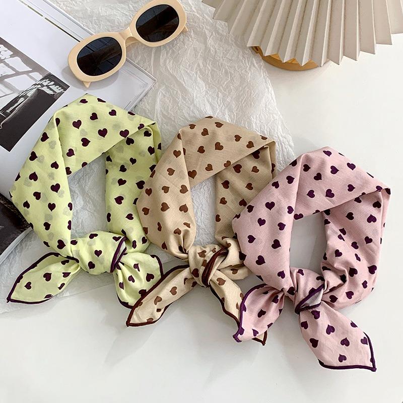 Silk scarf neck small square scarf high-end new versatile decorative small scarf polka dot headscarf pastoral hair band tied hair