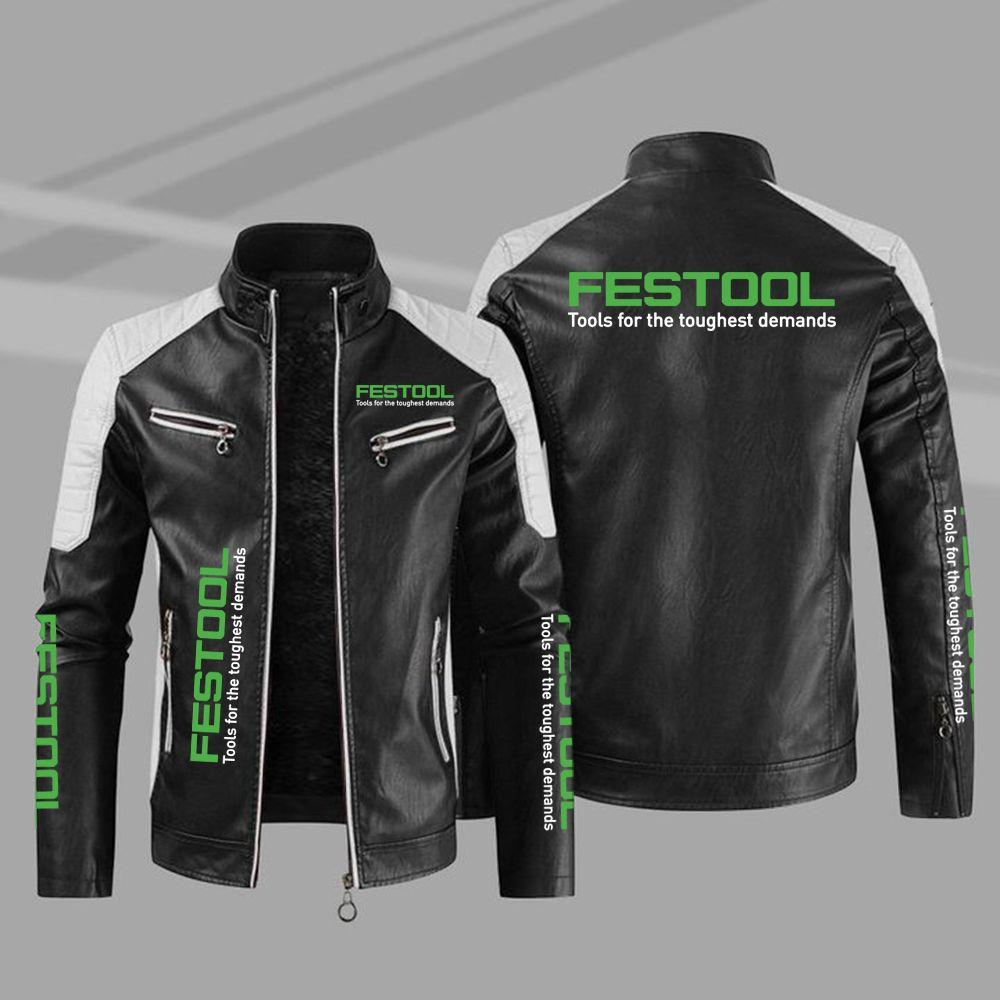 Car logo highway European code road festool car logo fleece fleece autumn and winter printed fleece leather jacket