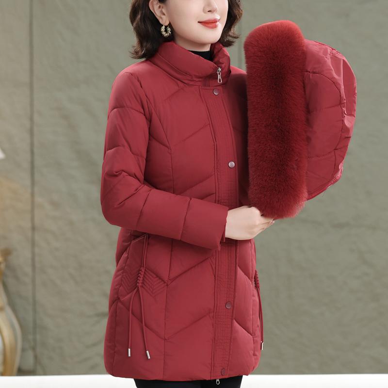 Jachete Femeie de Vârstă Mijlocie Iarnă Mărimi Mari Haine Exterioare cu Glugă Guler din Blană Faux Gros Cald Casual Palton de Iarnă Parkas Femei