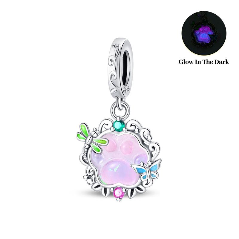 New 925 Silver Color Flowers Luminous Stars Charms Beads Fit 3mm 925 Bracelets DIY Graduation Party Jewelry