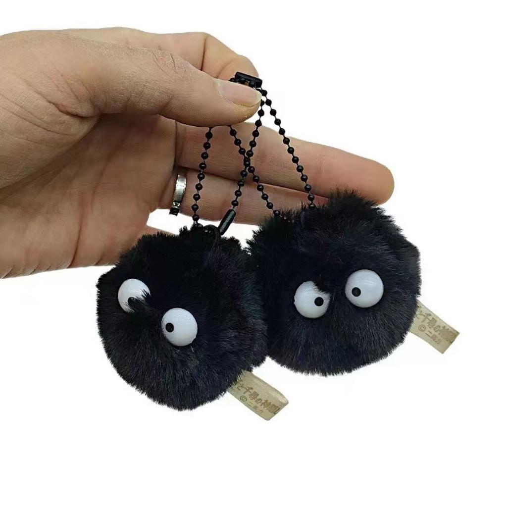 10PCS Pet Toy Coal Ball Figurines Keychains Accessories Cute Plush Black Coal Ball Cartoon Bag Pendants