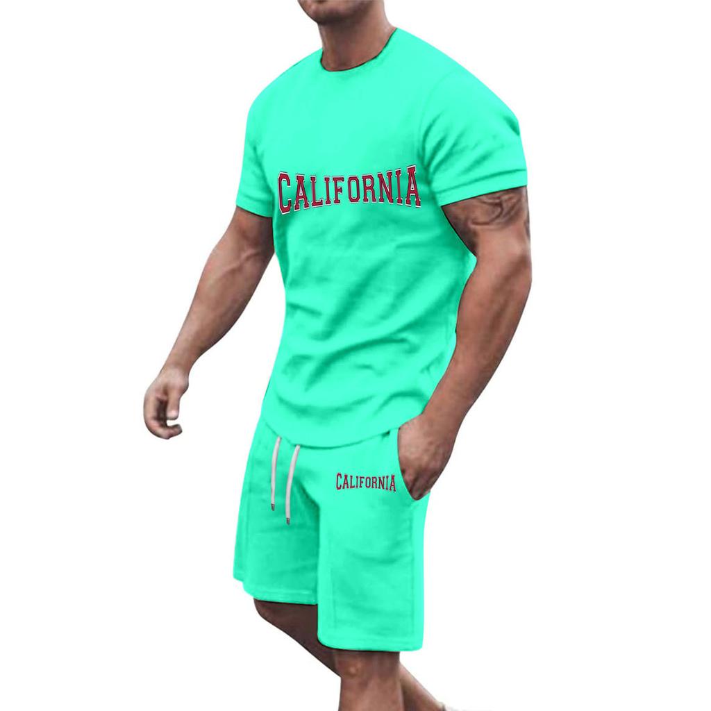 Popular Men's Summer Fashion Multi-color Short-sleeved Shorts Sports and Leisure Suit In Stock