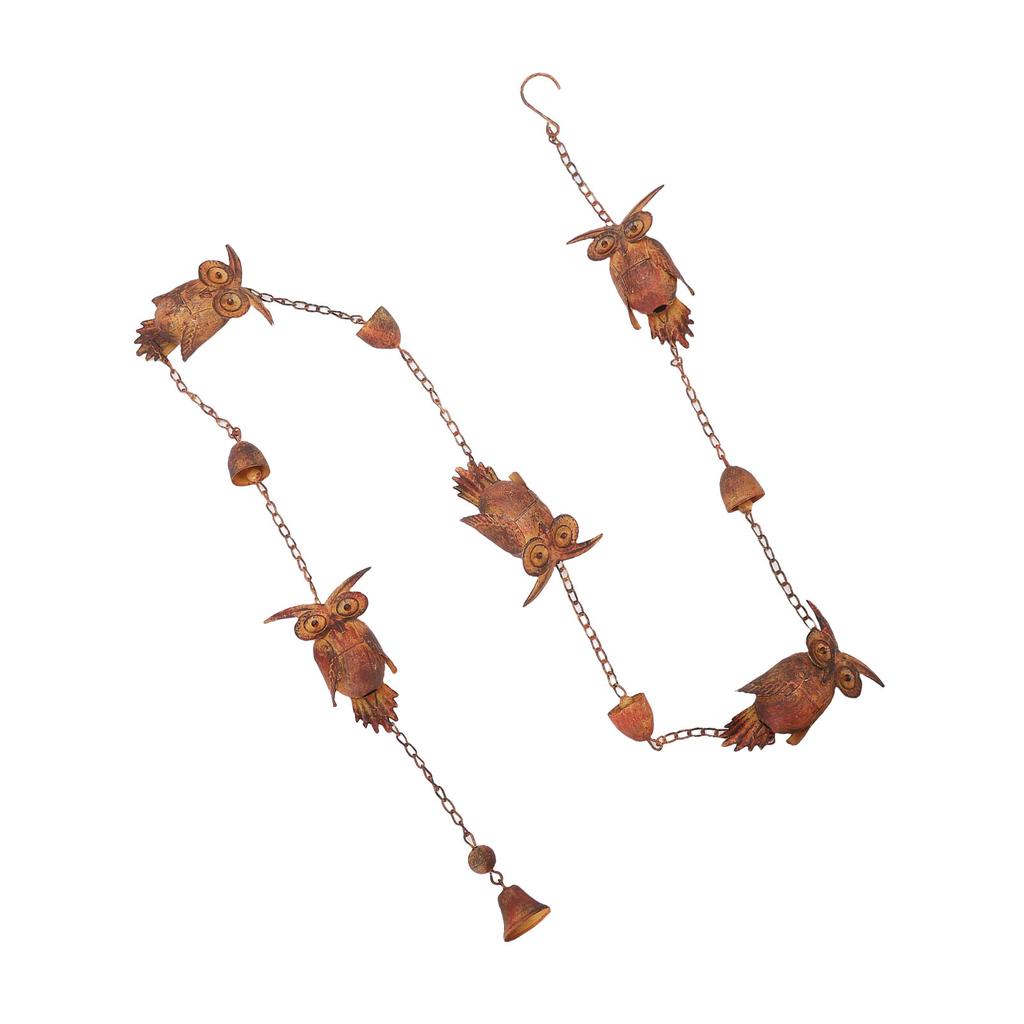 Owl Rain Chain Bronze Metal Adjustable Rain Catcher Chain with Bell for Garden Decoration Eave Device