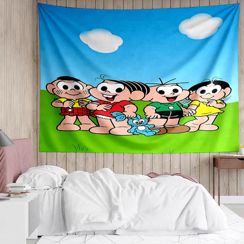 Turma-da-Mônica Print Tapestry, Backdrop, Easy Setup, Ideal for Bedroom, Office & Living Room, with Aesthetic Wall Hanging Decor.