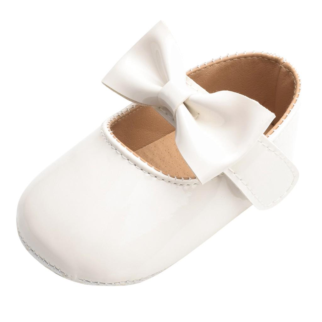 

Toddler Kids Baby Girls Leather Cute Bow FirstWalk Hook&Loop Casual Shoes белый