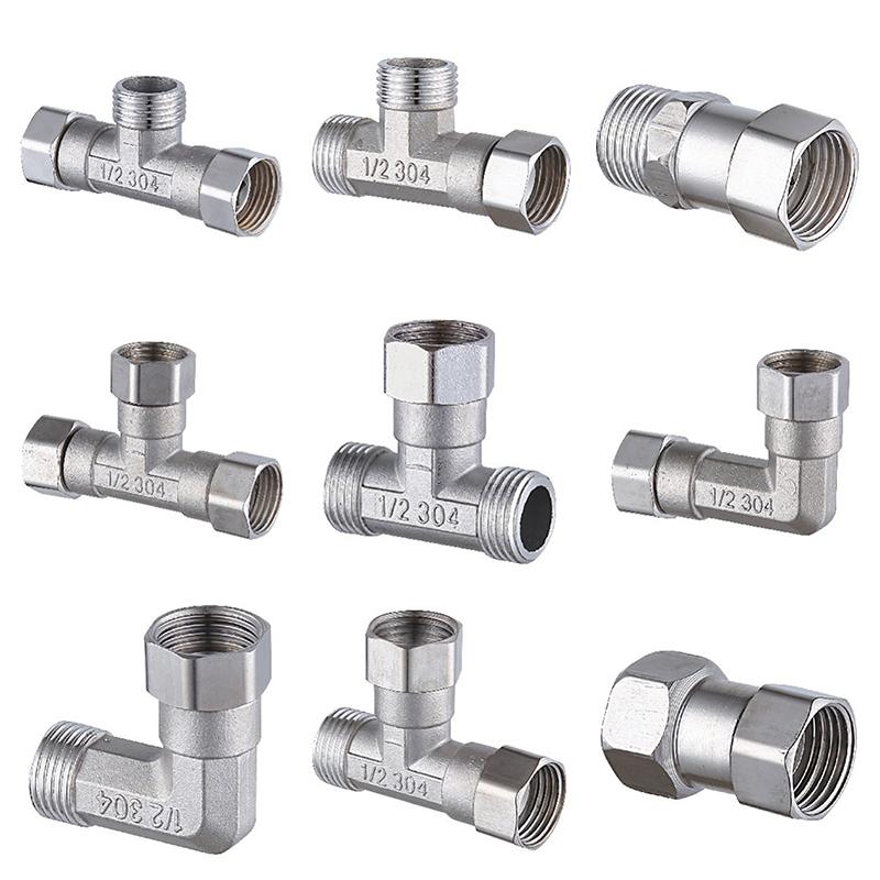 Stainless Steel T Adapter G1/ 2" T-Valve Diverter Valve Three Way Device Hole For Bath Bidet Sprayer Shower