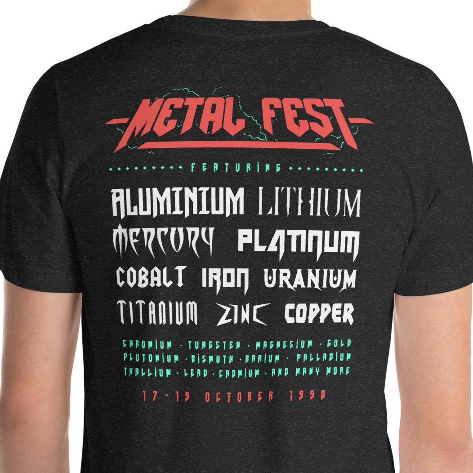 Metal Fest T-shirt: Funny Science Periodic Table Pun Shirt S